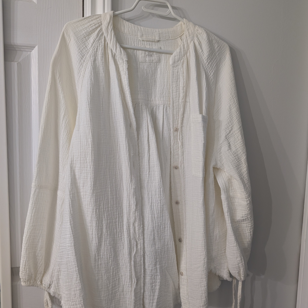 White Gauze Button-Up Shirt